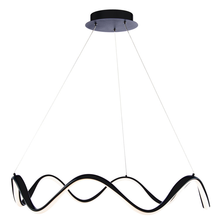 Morae Contemporary 30" Black LED Pendant with White Opaque Shade