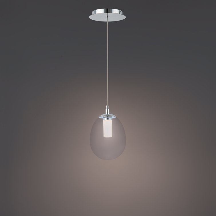 Bolla Chrome Mini Globe LED Pendant with White Opaque Glass