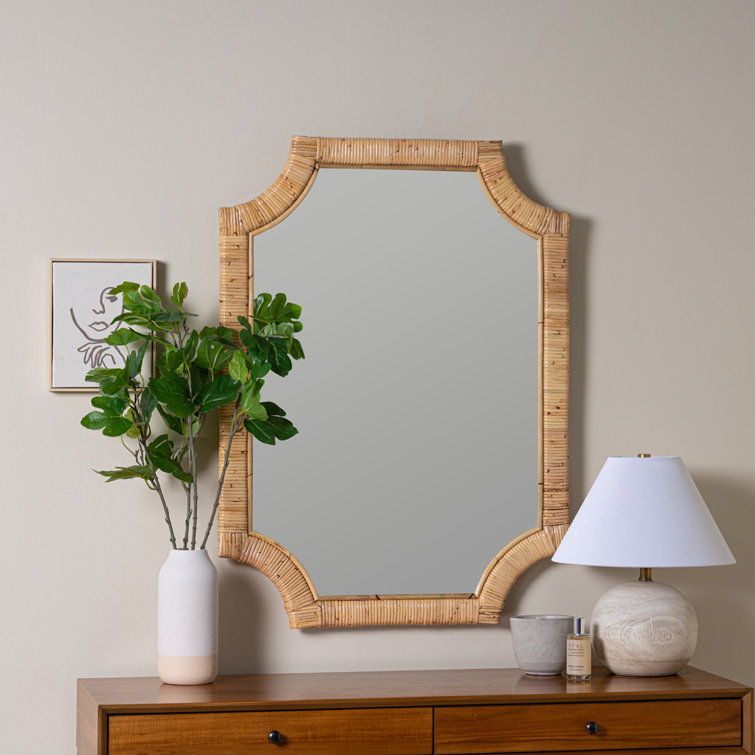 Lina Natural Rattan Rectangular Wall Vanity Mirror