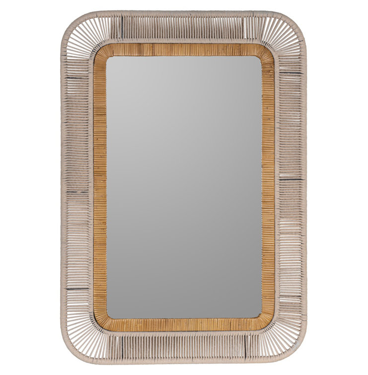 Nikole Casual Coastal Rectangular Taupe Wall Mirror