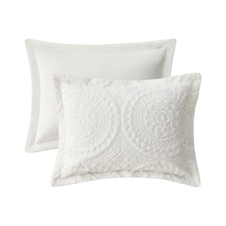 Ivory Full Faux Fur Reversible Comforter Set