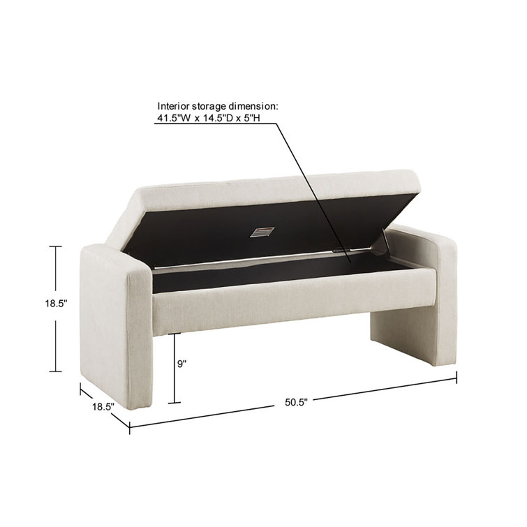 Gillian Cream Upholstered Storage Bench with Flip Top