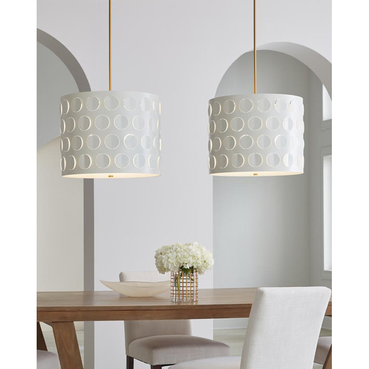 Large Matte White Glass Drum Pendant Light