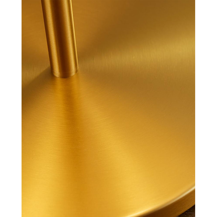 Dottie 22'' White Linen Perforated Table Lamp in Burnished Brass