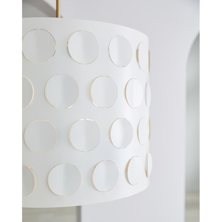 Dottie Burnished Brass Large Drum Chandelier with Perforated Pattern