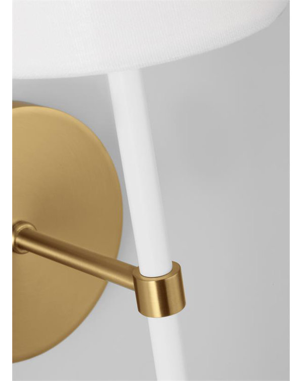 Burnished Brass and White Steel Dimmable Wall Sconce