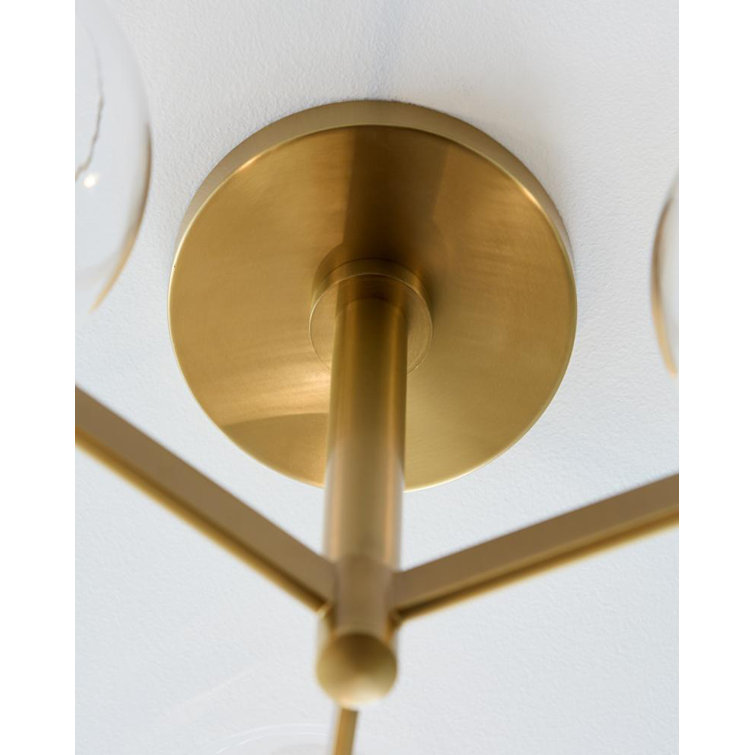 Burnished Brass 20" Wide Semi-Flush Mount with Clear Glass