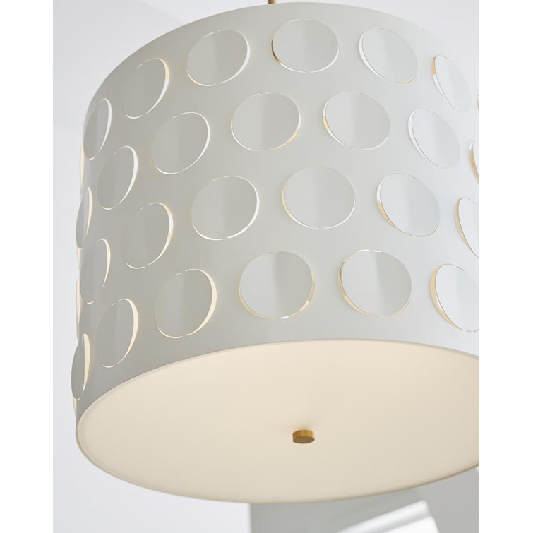 Dottie Burnished Brass Large Drum Chandelier with Perforated Pattern
