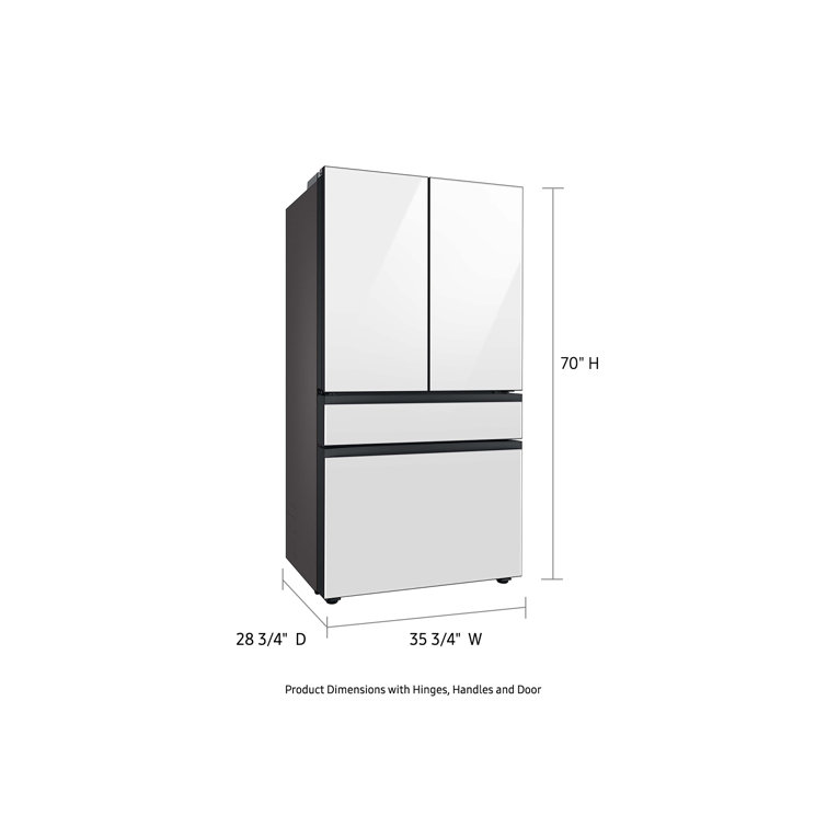 White Glass 23 cu. ft. 4-Door French Door Refrigerator