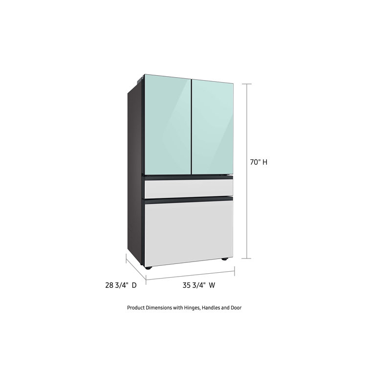 Morning Blue Glass 23 cu. ft. Smart French Door Refrigerator with Ice Maker