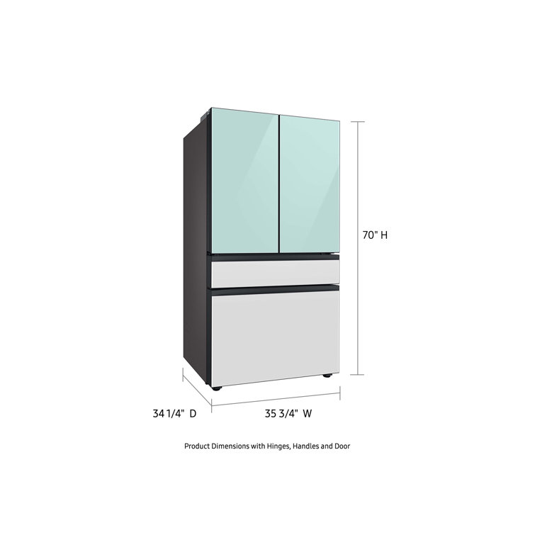 Morning Blue Glass 29 cu. ft. Smart French Door Refrigerator with Ice Maker