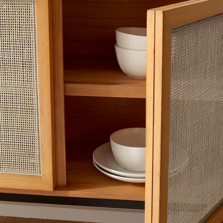 Zadie Natural Rattan 58'' Sideboard with Black Legs