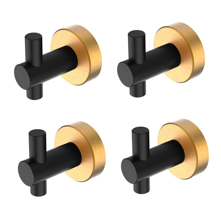 Matte Black and Gold Aluminum Wall Mounted Towel Hook Set