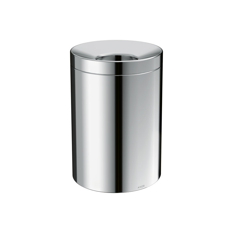 Chrome Circular Metal Waste Bin with Access Hole