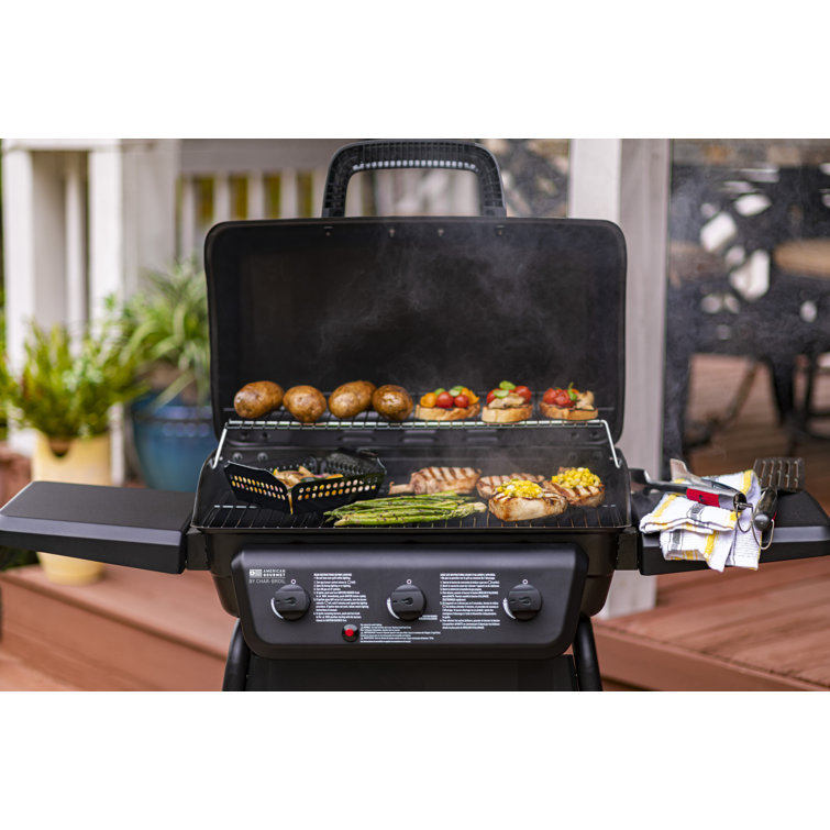 Classic Black 3-Burner Propane Gas Grill with Side Shelves