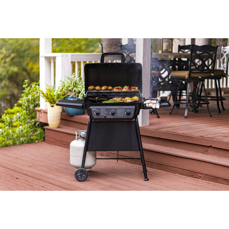 Classic Black 3-Burner Propane Gas Grill with Side Shelves