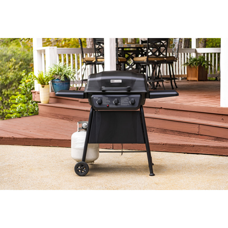 Classic Black 3-Burner Propane Gas Grill with Side Shelves