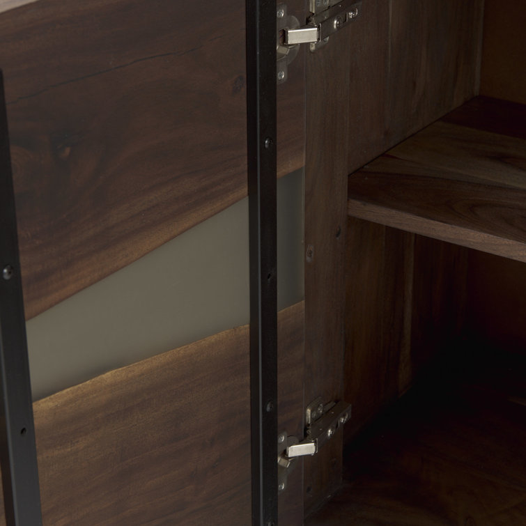 Rundle 68.9'' Brown Wood and Black Resin Sideboard