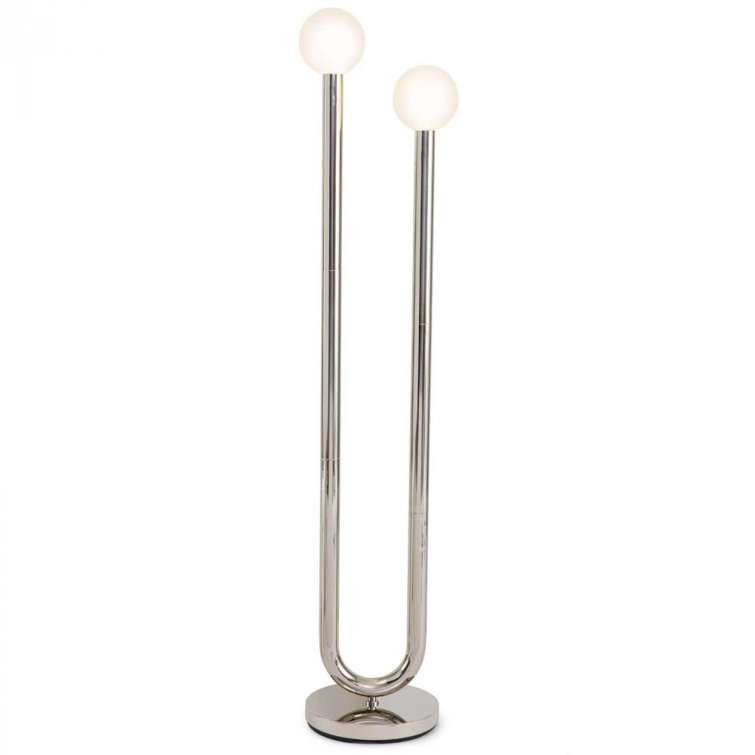 Happy Polished Nickel 2-Light Floor Lamp with Dimmer