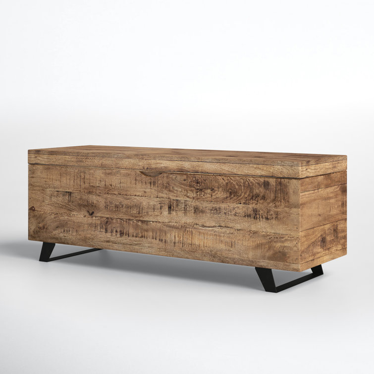 Mango Wood & Metal 46" Rectangular Storage Trunk - Brown