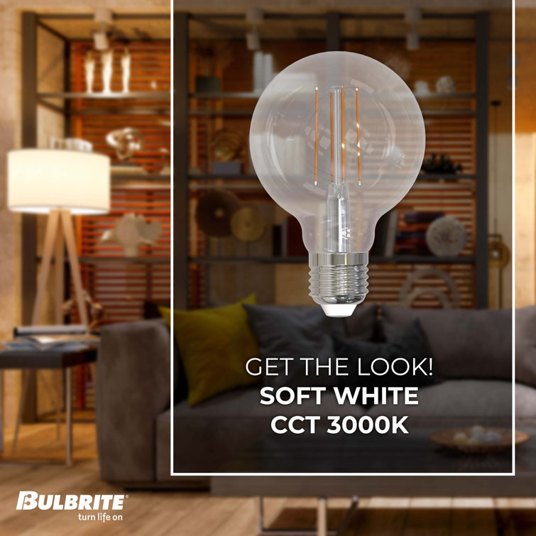 Set of 2 Clear G25 Dimmable LED Light Bulbs