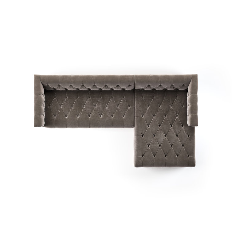 Maxx Contemporary 108.5'' Gray Leather Sectional Sofa with Nailhead Trim