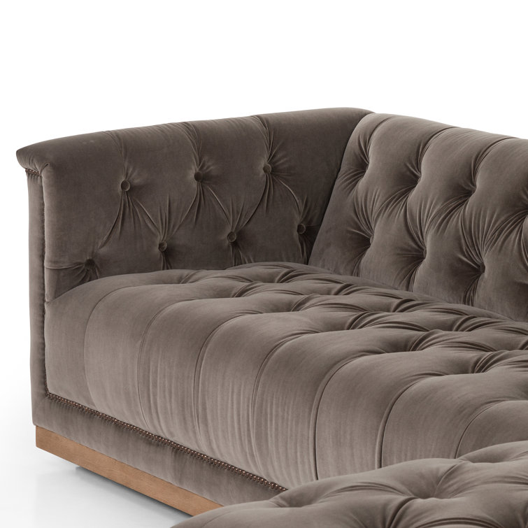 Maxx Contemporary 108.5'' Gray Leather Sectional Sofa with Nailhead Trim