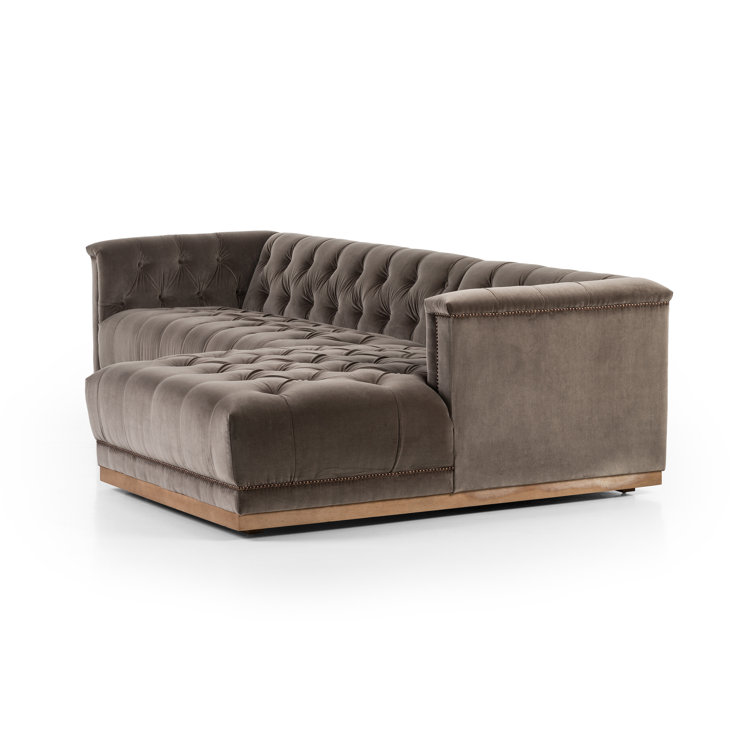 Maxx Contemporary 108.5'' Gray Leather Sectional Sofa with Nailhead Trim