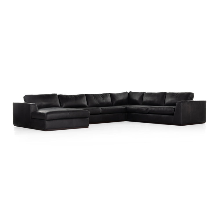Colt Dark Brown Leather 4-Piece Chaise Sectional