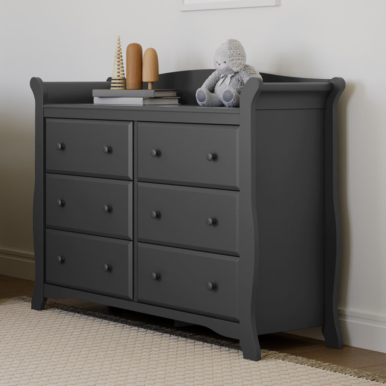 Gray Double Nursery Dresser with Six Drawers