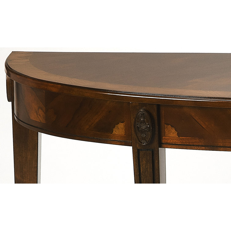 Nutmeg Demilune Wood Console Table with Storage