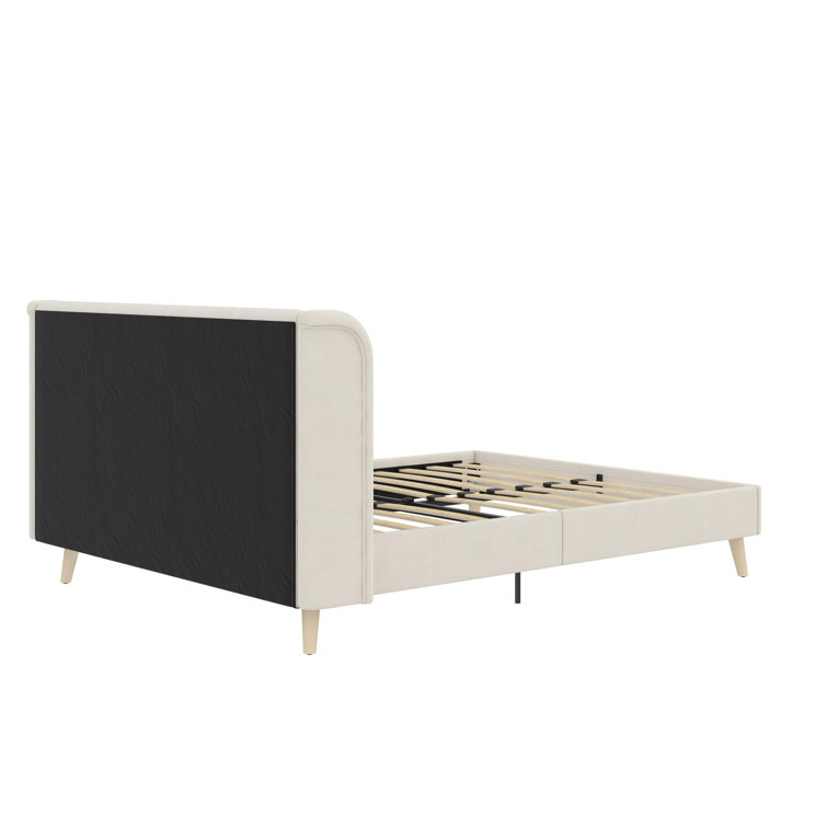 Holly Queen Ivory Velvet Wingback Upholstered Bed