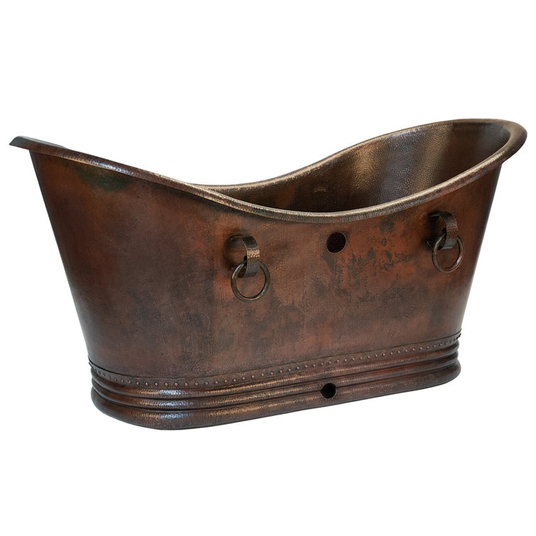 72" Hammered Oil-Rubbed Bronze Copper Double Slipper Bathtub