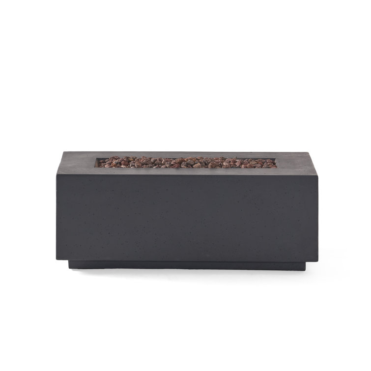 Dark Gray Lightweight Concrete Rectangular Fire Pit Table
