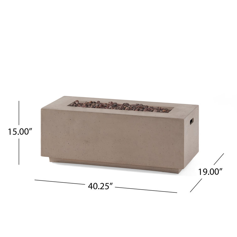 Light Gray Concrete Rectangular Gas Fire Pit Table with Tank Holder