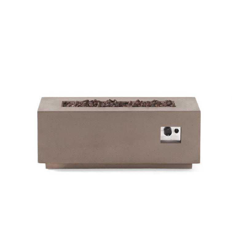 Light Gray Concrete Rectangular Gas Fire Pit Table with Tank Holder