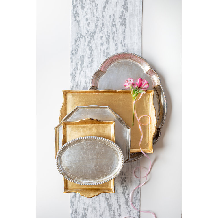 Florentine Gold Leaf Handcarved Rectangular Wooden Tray