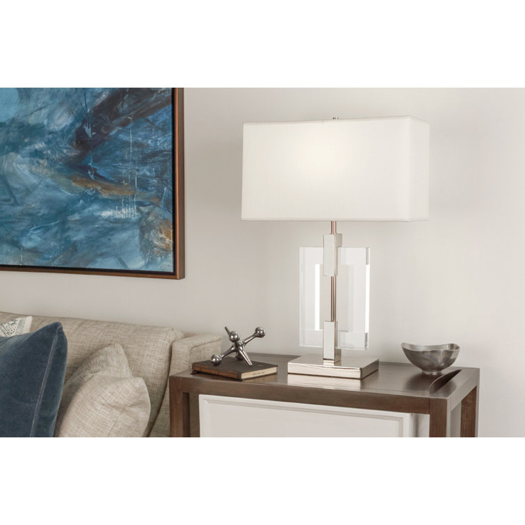 Lincoln 29'' Polished Nickel & Crystal Geometric Table Lamp