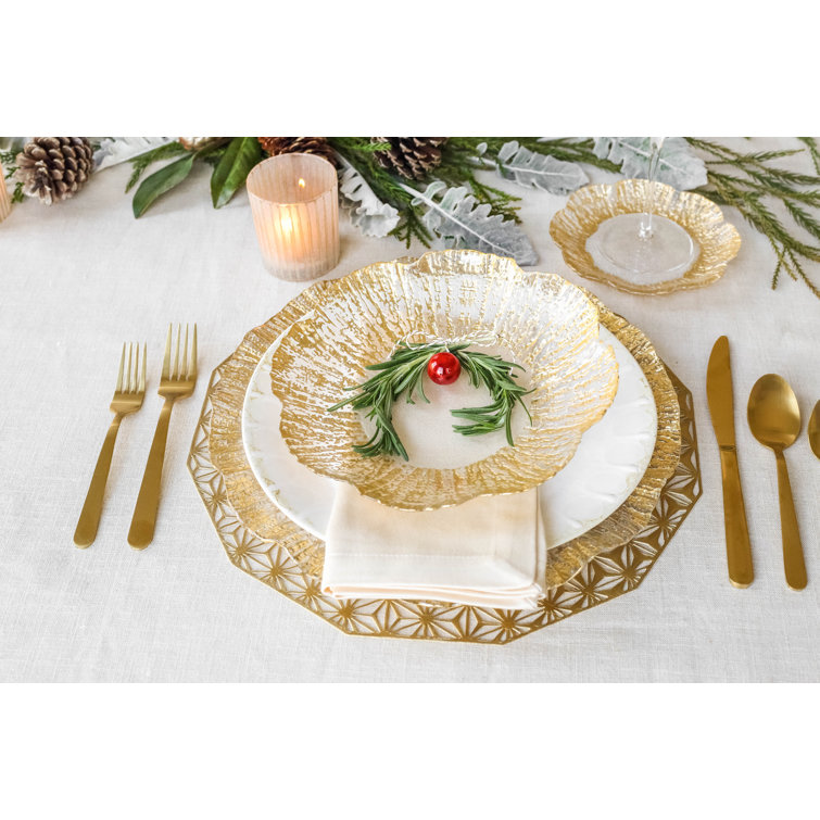 Rufolo Opulent Gold Rim 12.75" Handcrafted Glass Charger