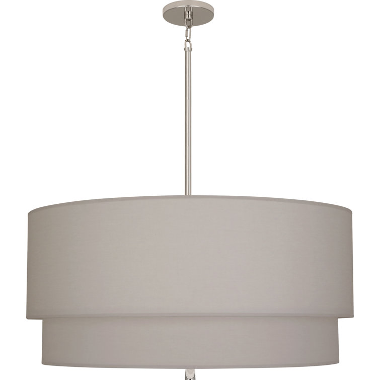 Decker Triple-Layered Smoke Gray Drum Pendant in Polished Nickel