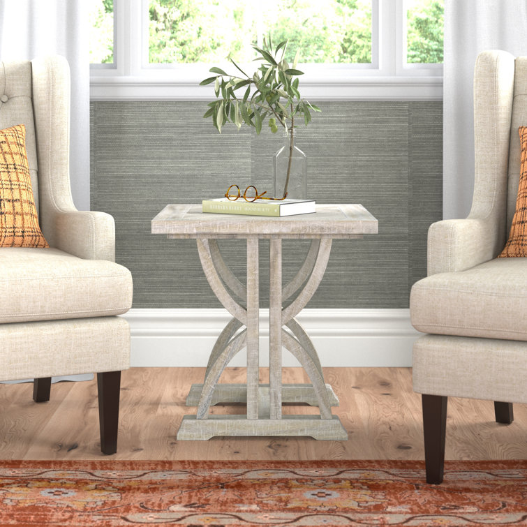 Ash Wood Chevron Patterned End Table