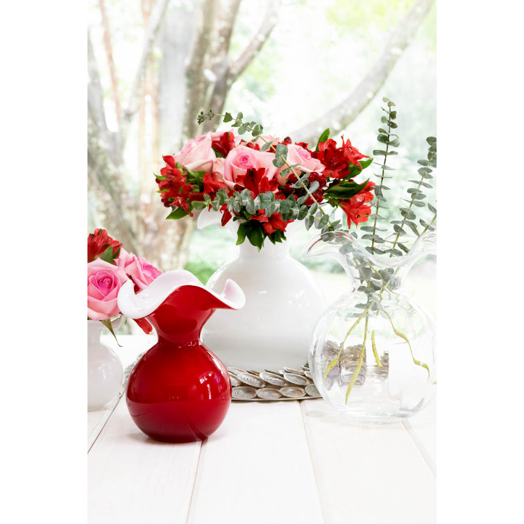 White Medium Fluted Glass Vase for Floral Arrangements