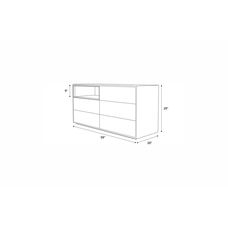 Dark Gull Gray Double 5-Drawer Dresser with Accent Compartment