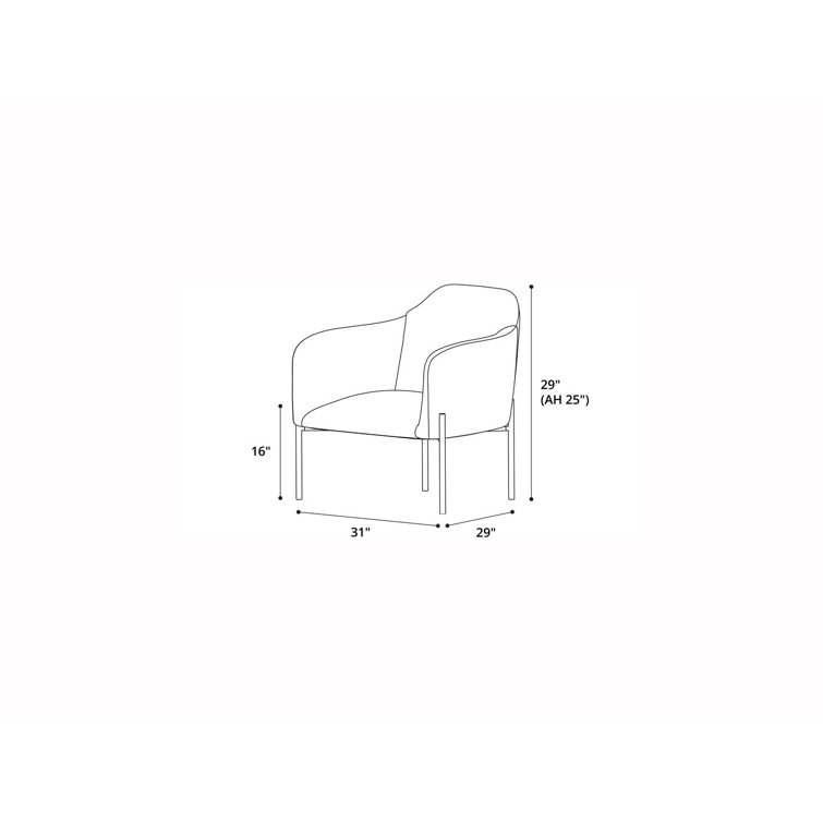 Birch Fabric and Metal Barrel Accent Chair