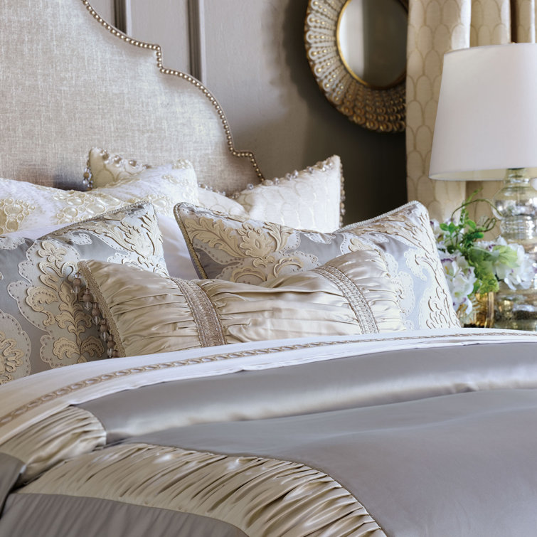Luxurious Beige Polyester Ruched Lumbar Accent Pillow