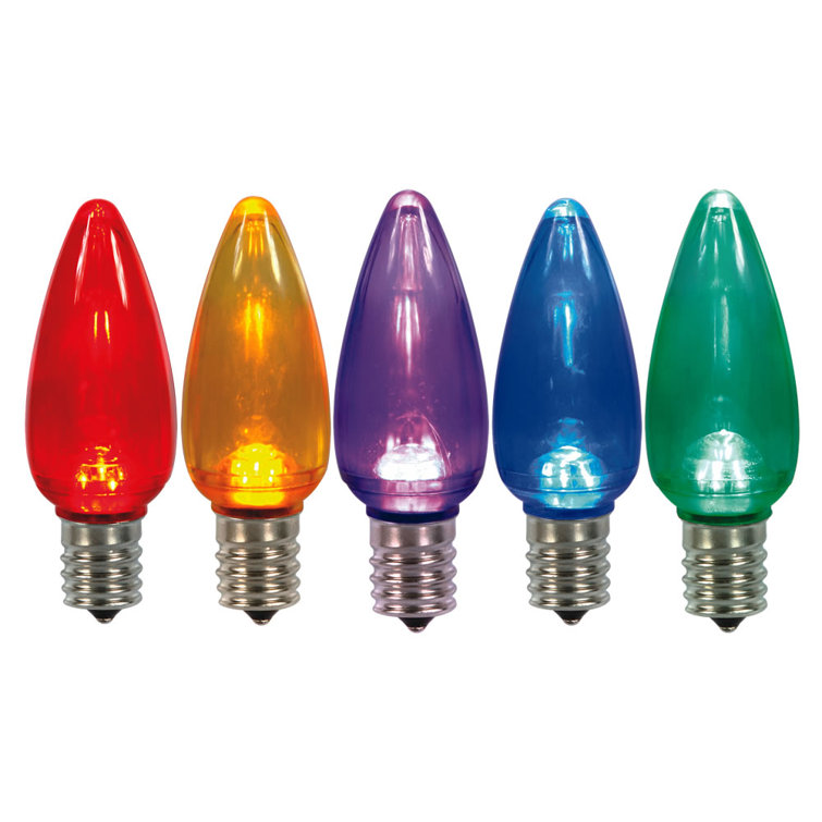 Multicolor C9 Transparent LED Dimmable Decorative Bulbs, Pack of 25