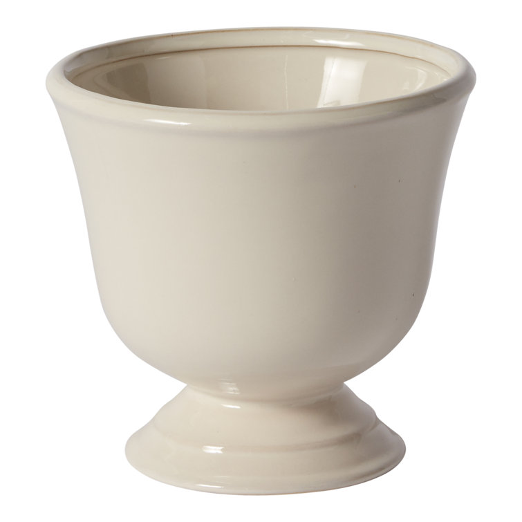 Handcrafted Off-White Ceramic Round Indoor Planter