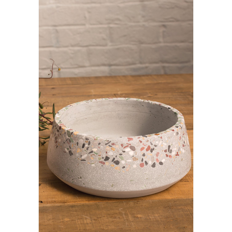 Aniya Round Gray Terrazzo Ceramic Pot Planter