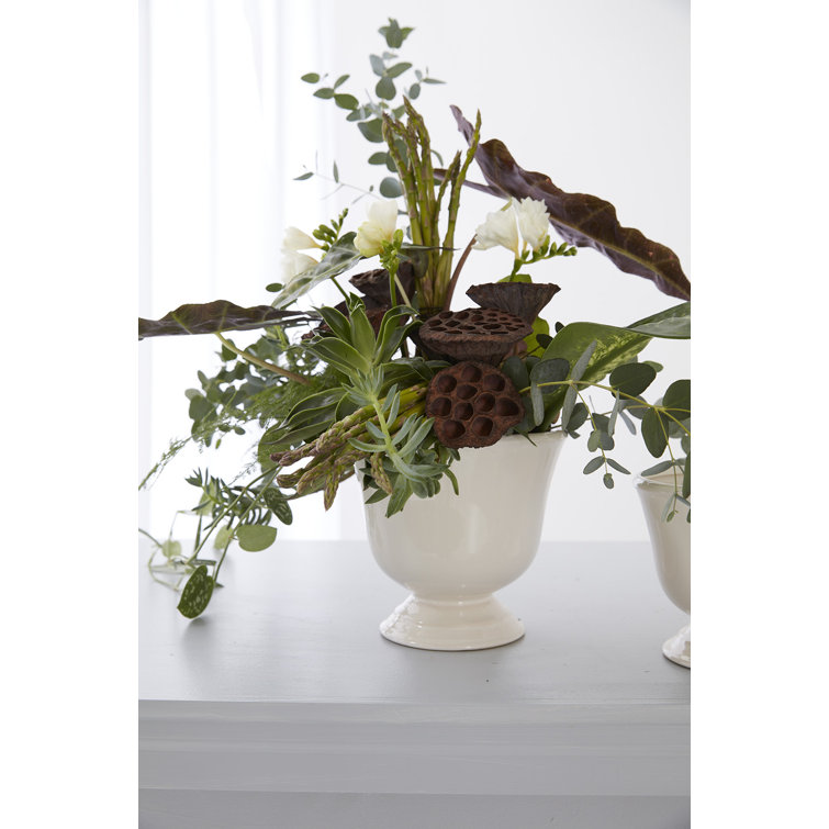 Handcrafted Off-White Ceramic Round Indoor Planter