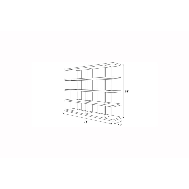 Otford 78'' Glossy White and Wood Multi-Tiered Bookcase
